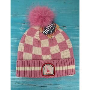 Home Free Beanie Idaho Pink / White Checkered Winter Hat